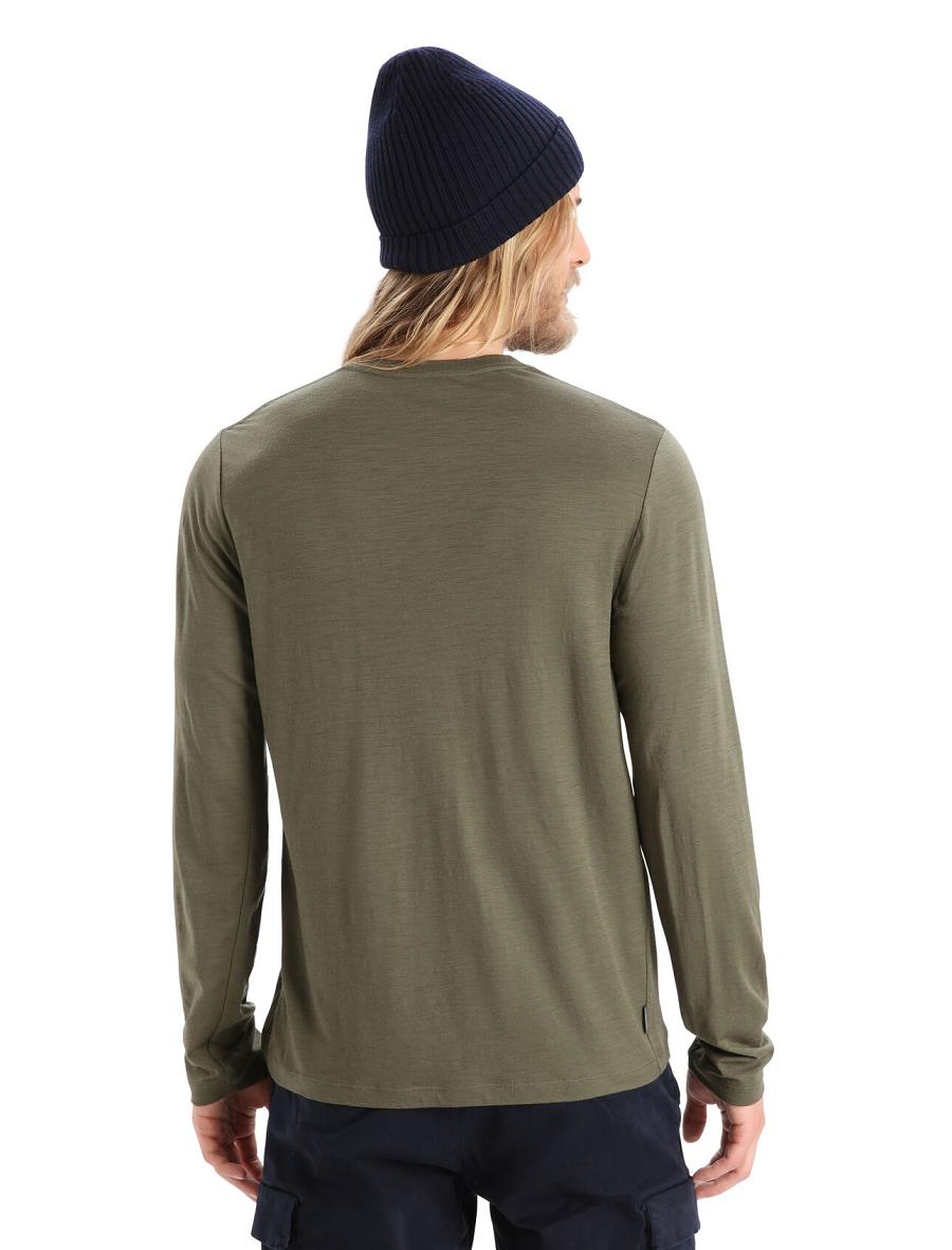 Loden Icebreaker Merino Tech Lite II T-Shirt Skiing Yeti Men's Long Sleeve | AU 1226SGLO